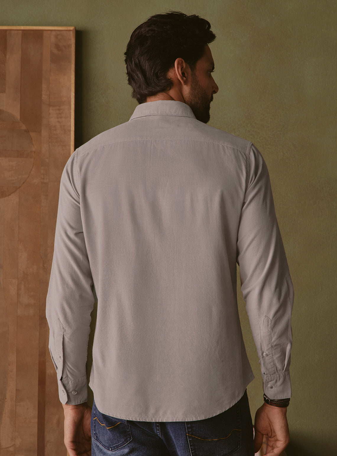 Slate Grey Cotton Tencel Cordruoy Shirt