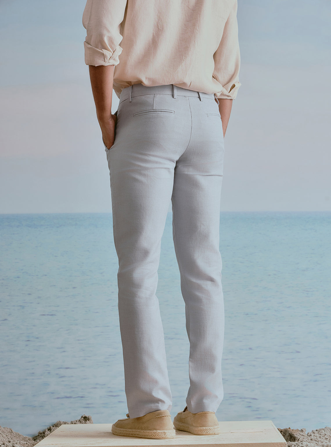 Harbour Grey Linen Trousers