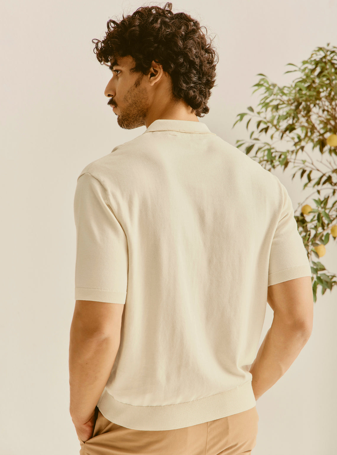 Bodrum Off-White Cotton Knit Polo