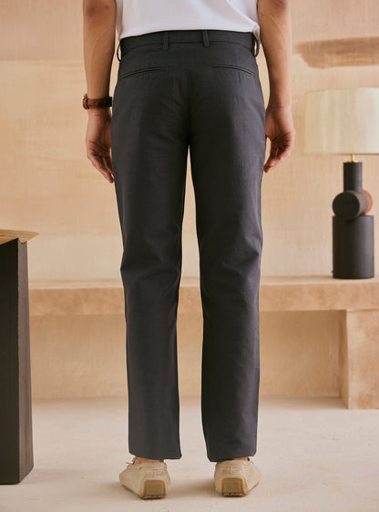 Eclipse Black Cotton Linen Trousers