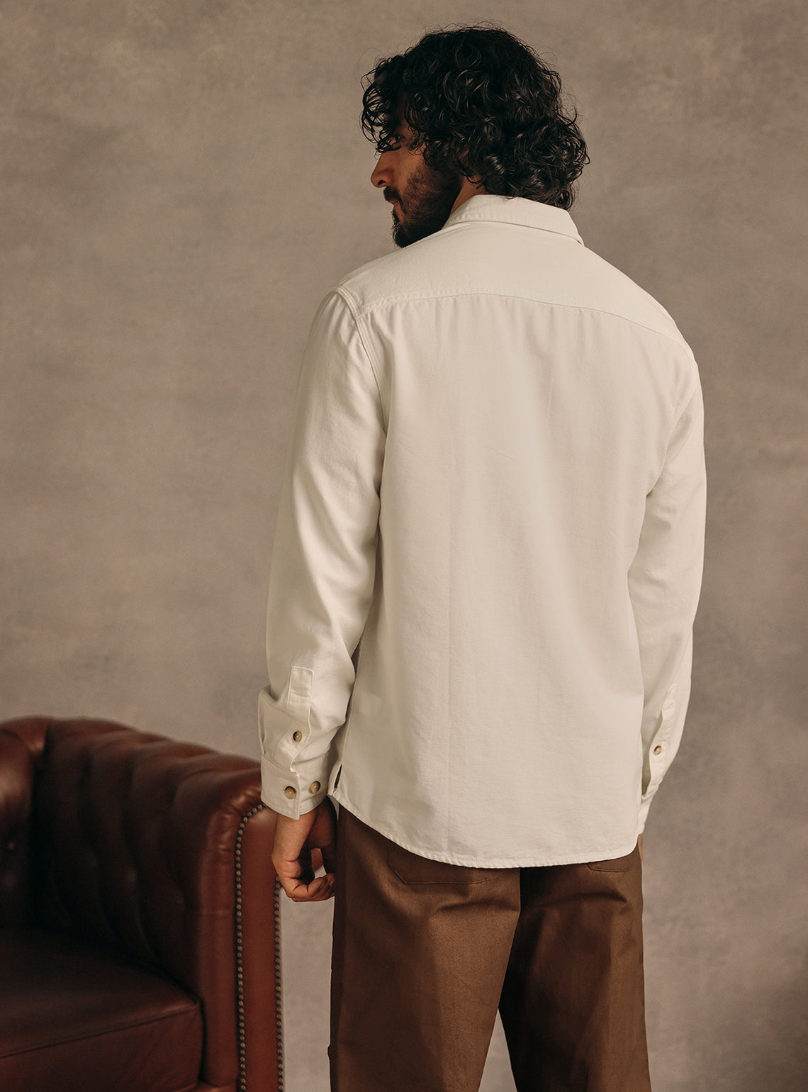 Napa Off White Cotton Canvas Overshirt