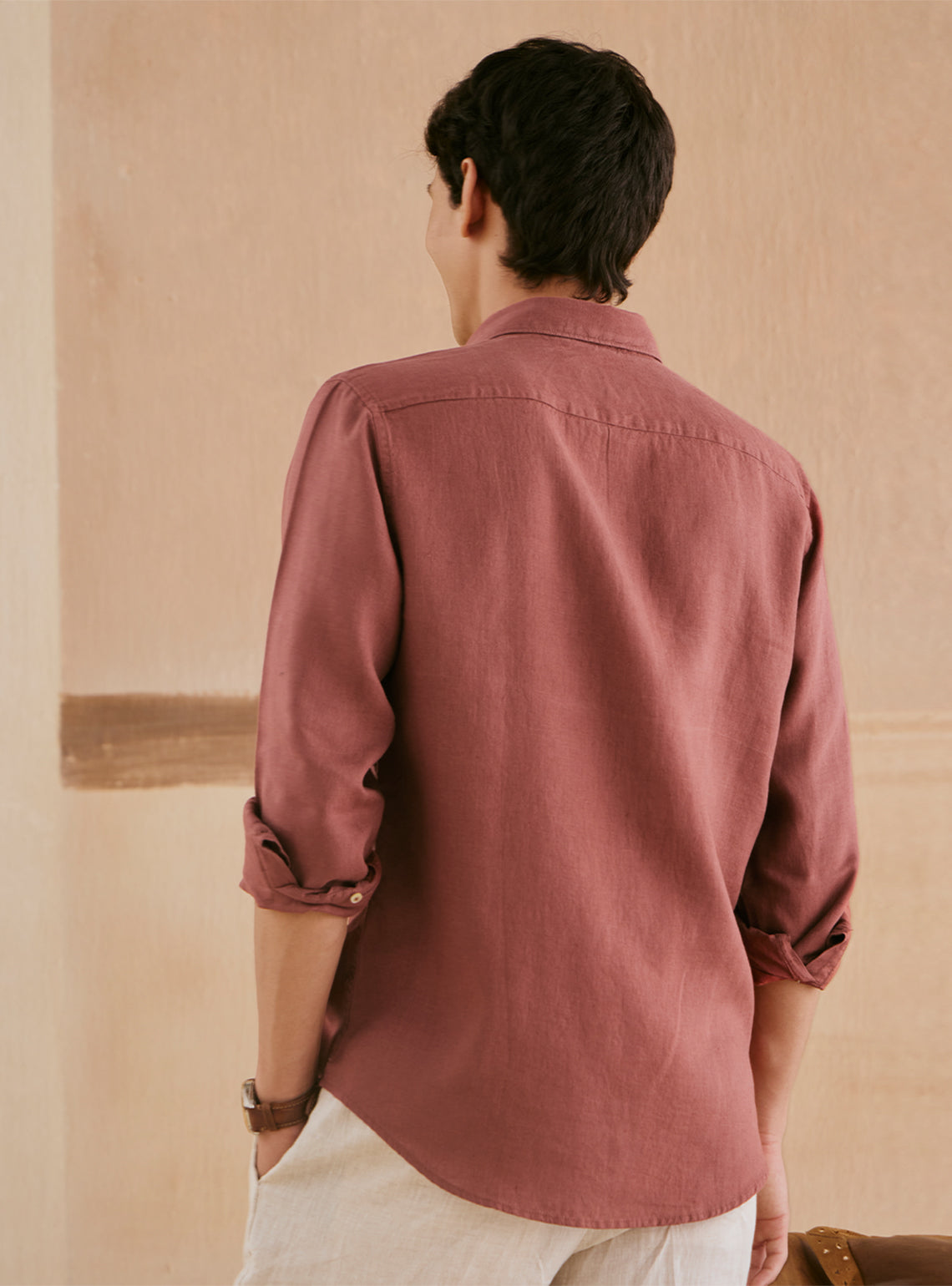 Coral Rust European Linen Shirt