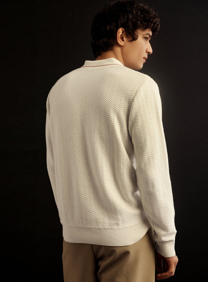 Zicron White Cotton Blend Pullover