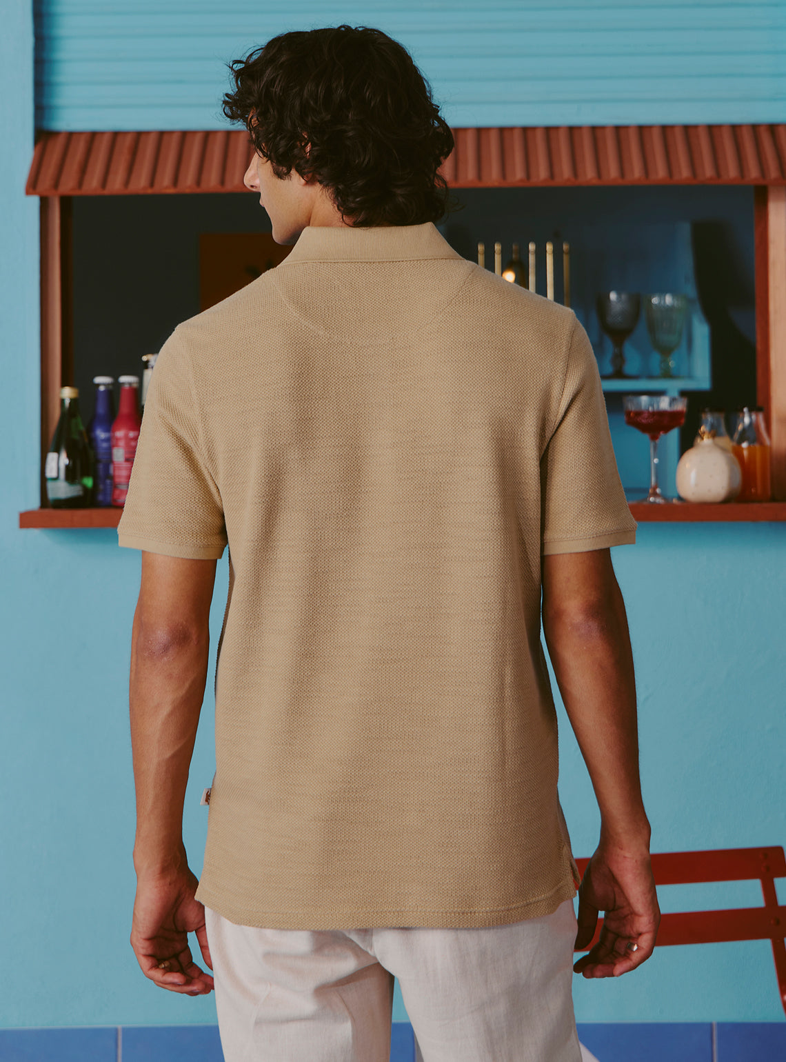 Bamboo Khaki Cotton Pique Polo
