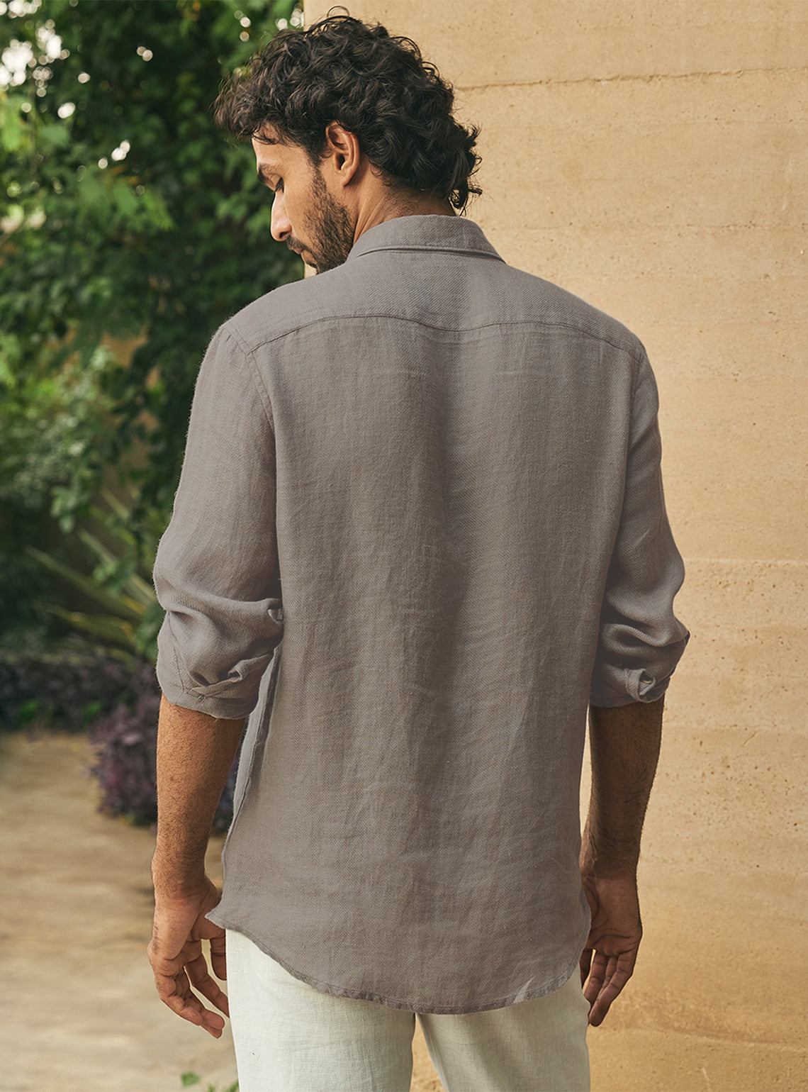 Silt Brown European Linen Dobby Shirt