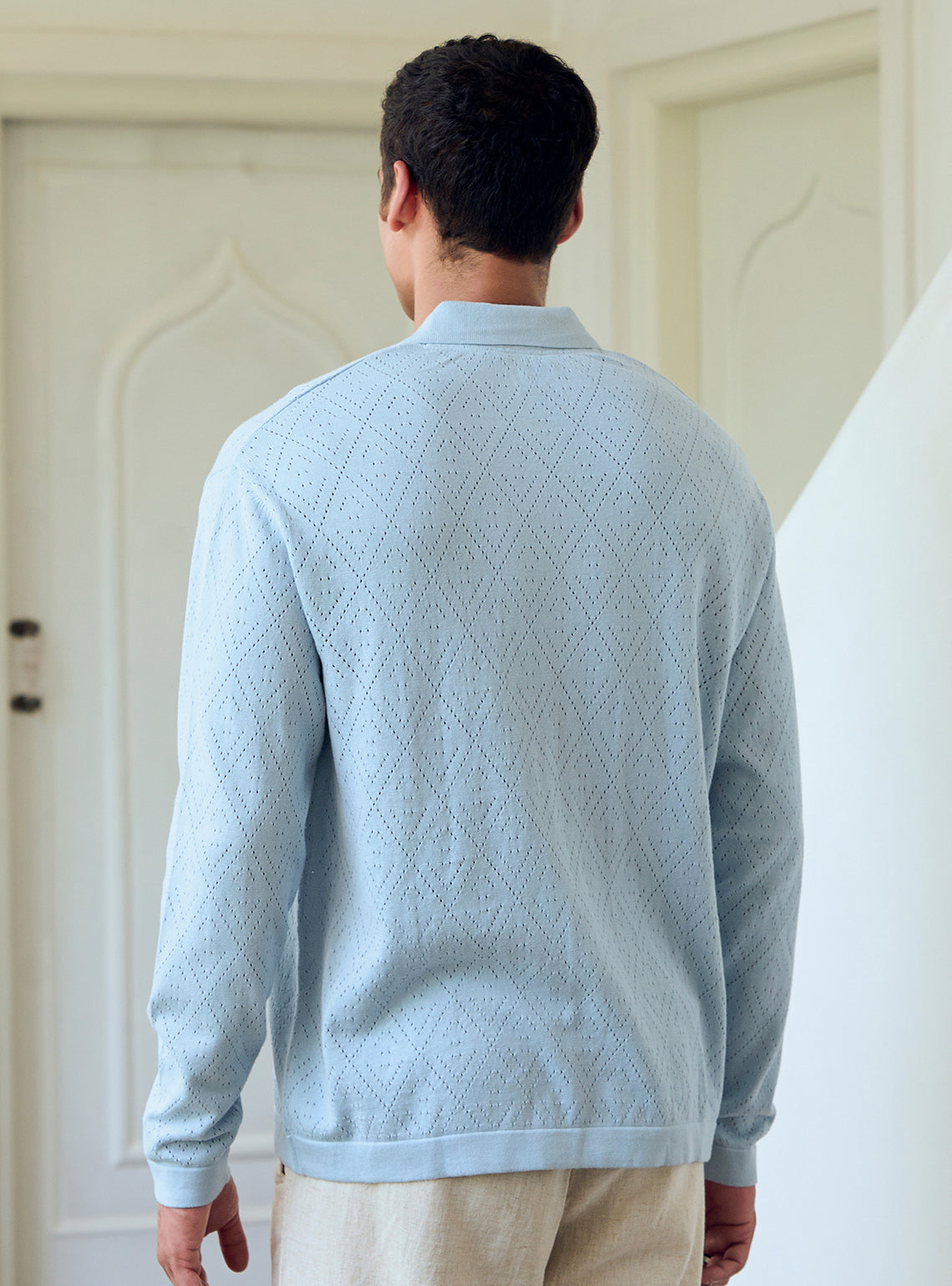 Sail Blue Cotton Pointelle Shirt