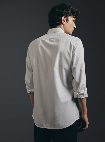 Cloud White Cotton Twill Shirt