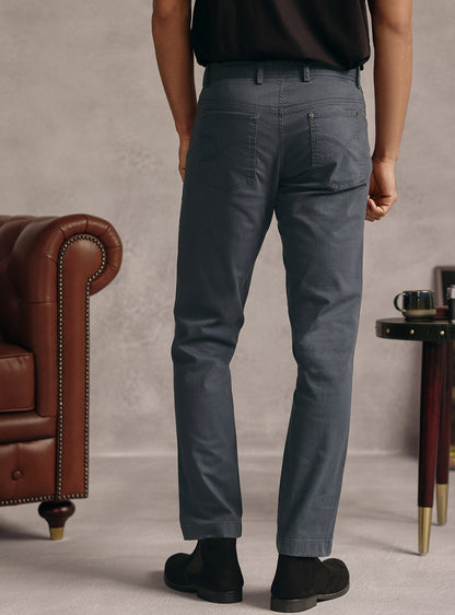 Storm Blue Cotton Blend Overdye Denim Chinos