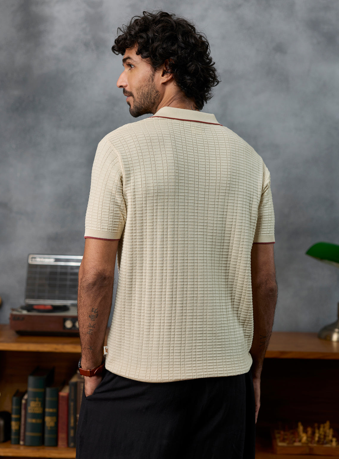 After Hours Off-White Textured Polo