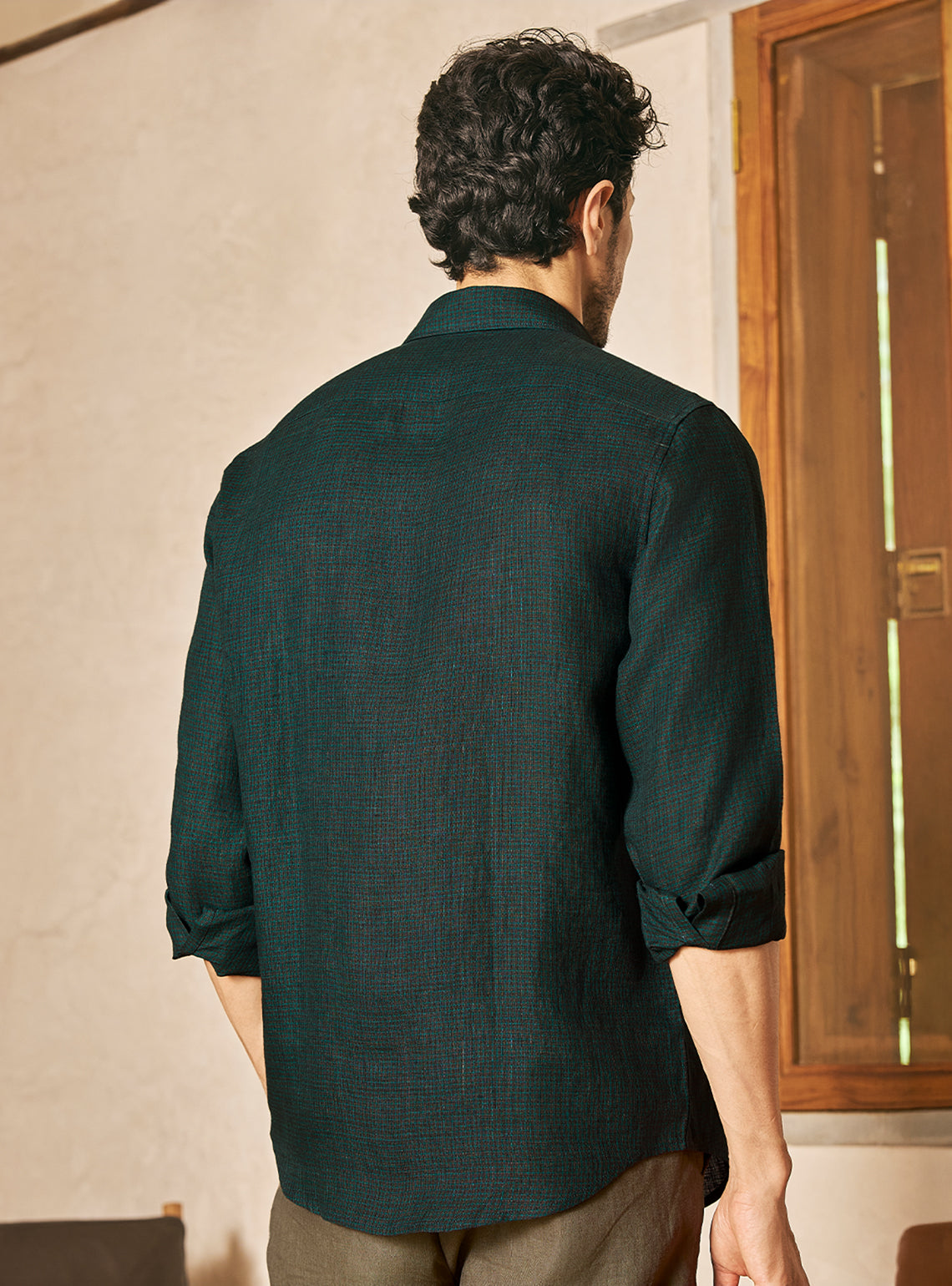 Canopy Green European Linen Check Shirt