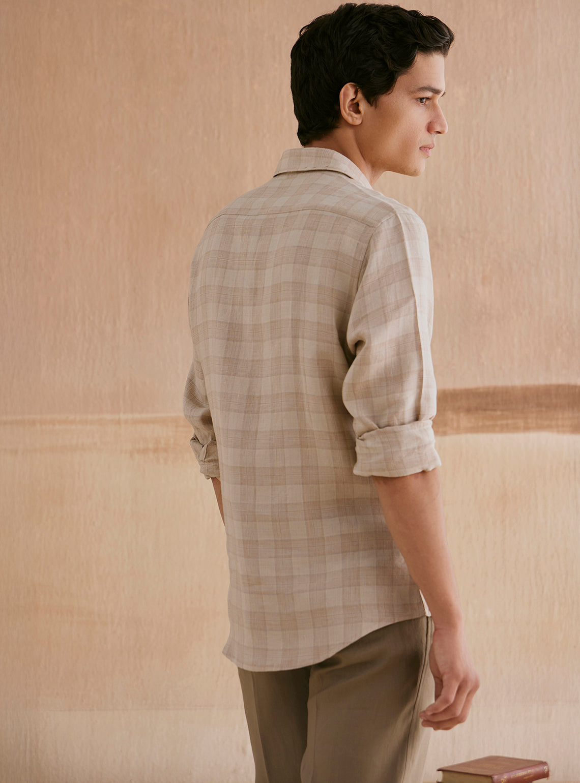 Malta Khaki Check Linen Shirt