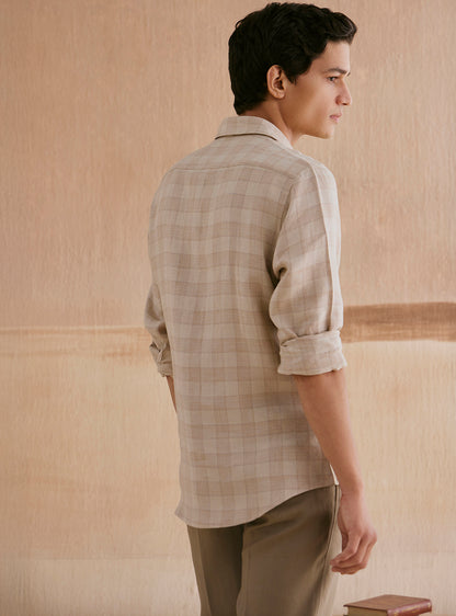 Malta Khaki Check Linen Shirt