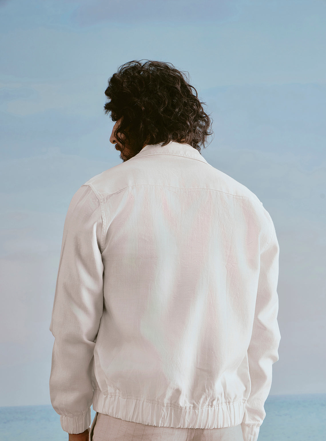 Cloud Off White Linen Bomber