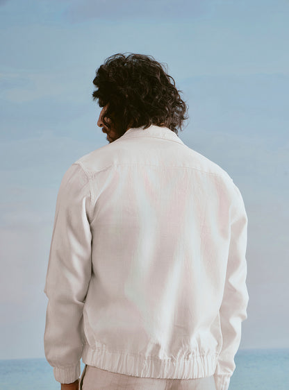 Cloud Off White Linen Bomber