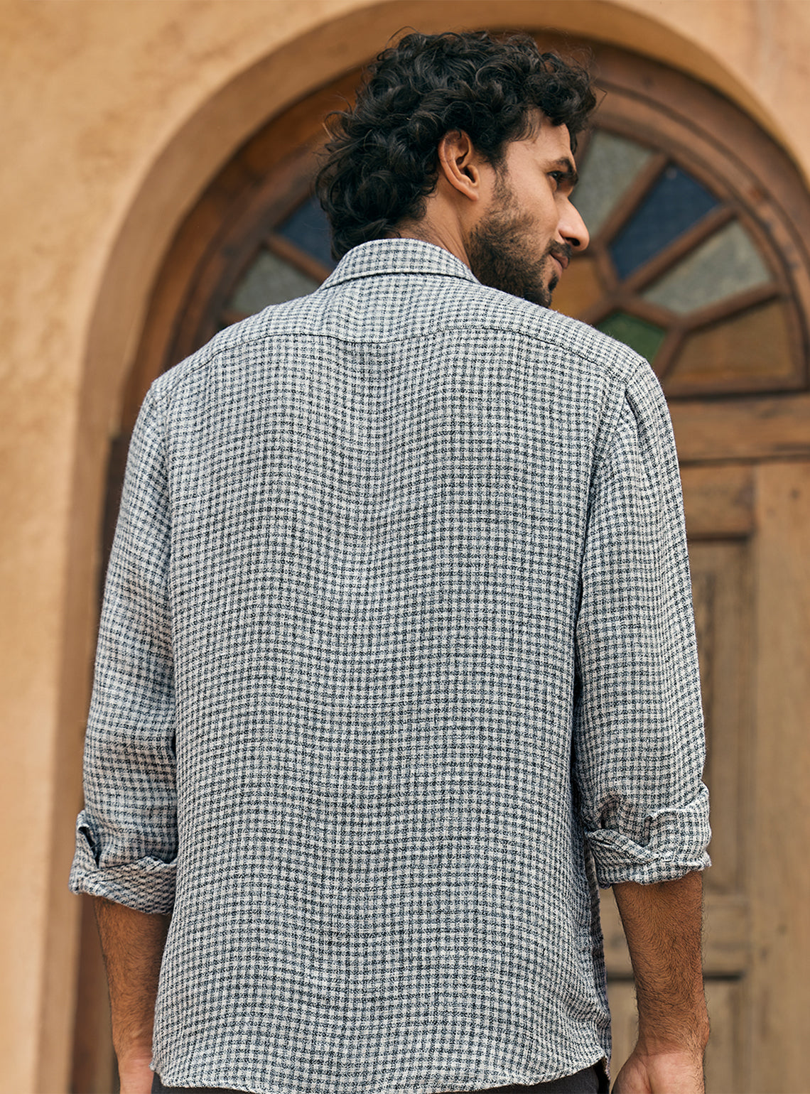 Flint Khaki European Linen Check Shirt