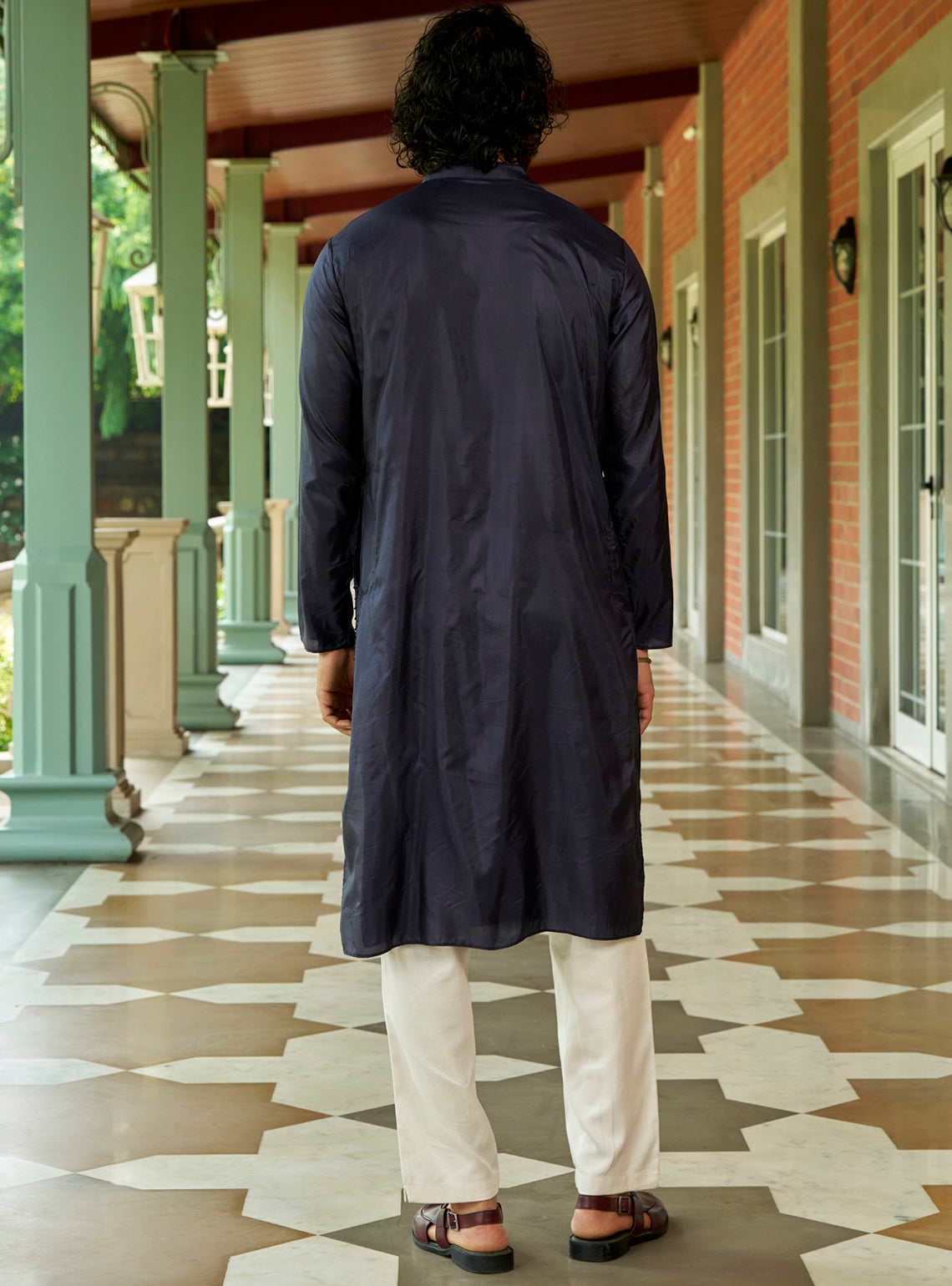 Indh Navy Bangalore Silk Kurta