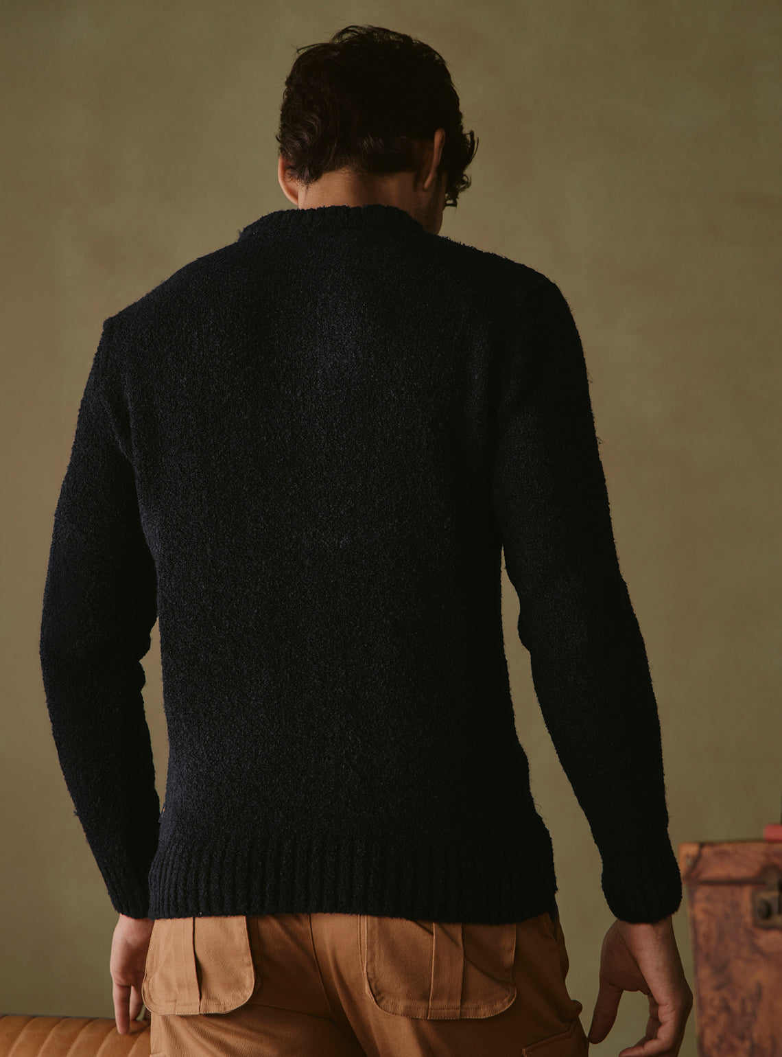 Onyx Black Cable Pullover