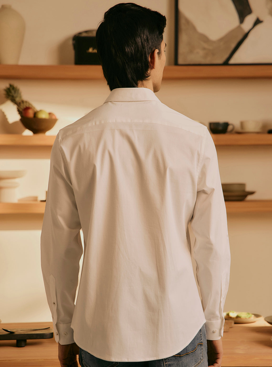 Chalk White Cotton Stretch Shirt