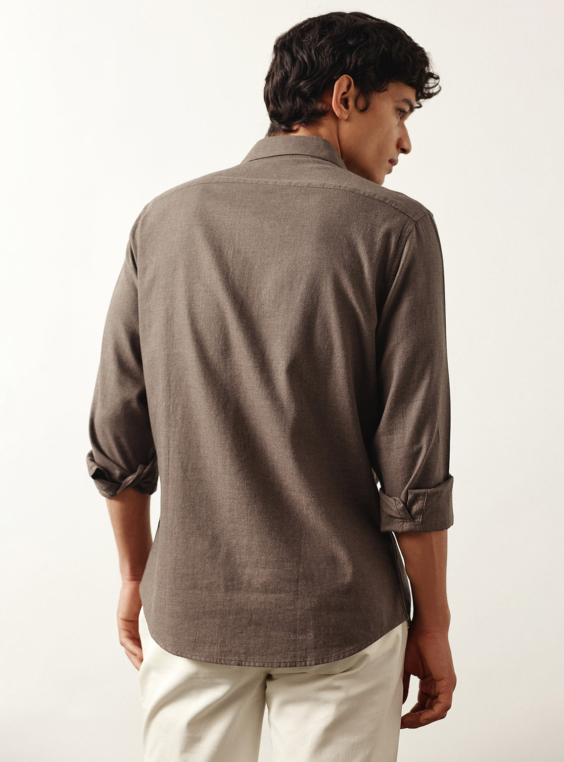 Zorba Brown Cotton Melange Shirt