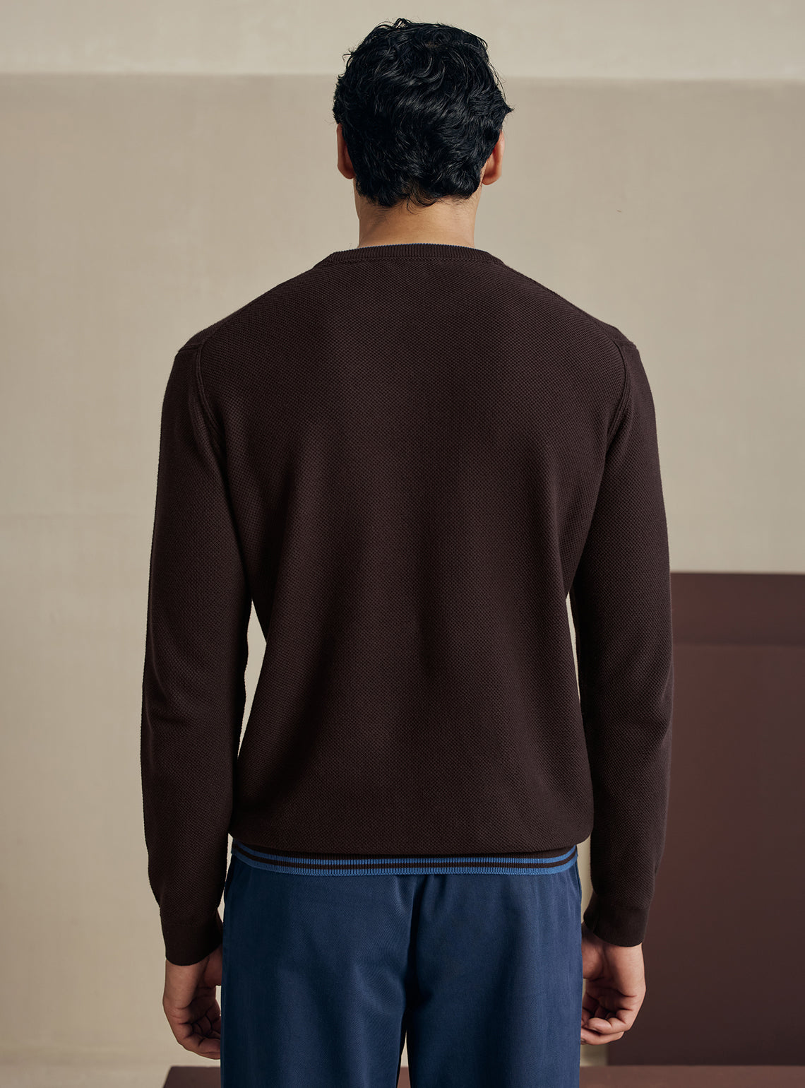 Cocoa Brown Honeycomb Cotton Pullover