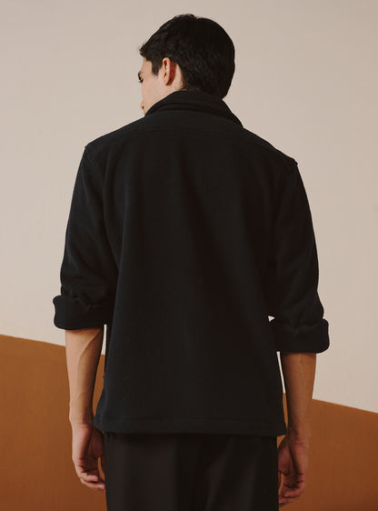 Jet Black Poly Fleece Overshirt