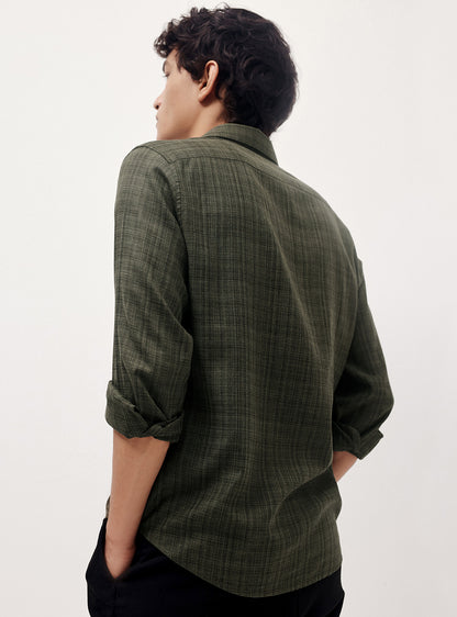 Night Olive Cotton Melange Shirt
