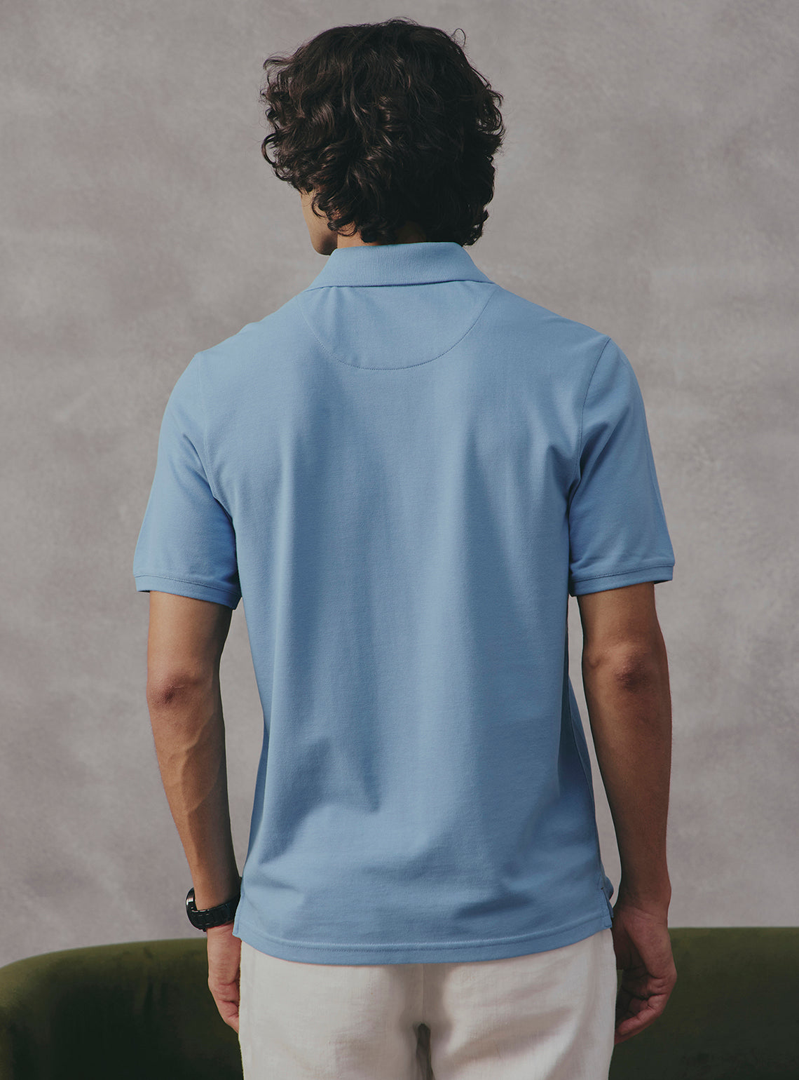 Blueberry Blue Cotton Blend Polo