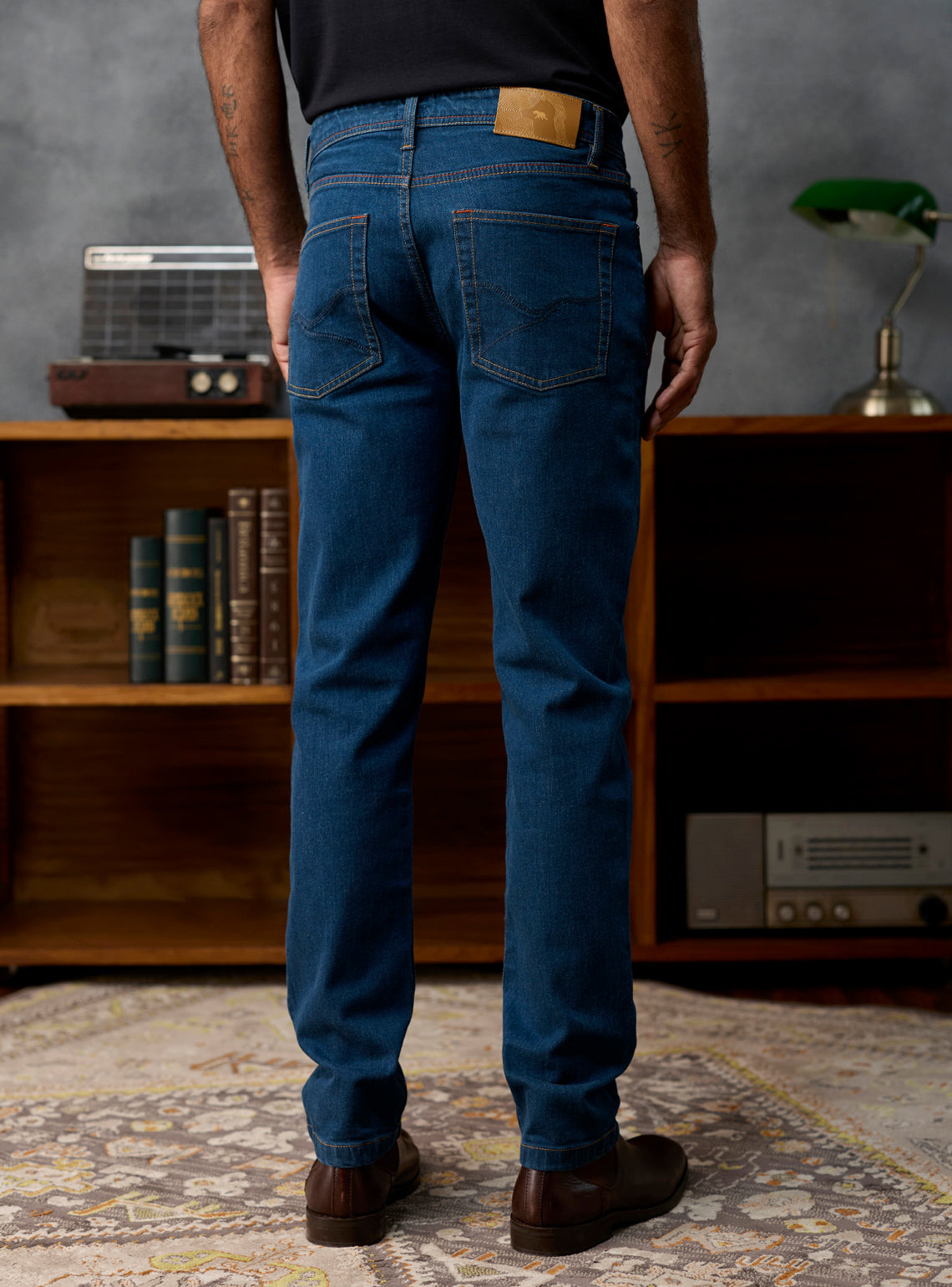 Midnight Navy Cotton Blend Denim Jeans