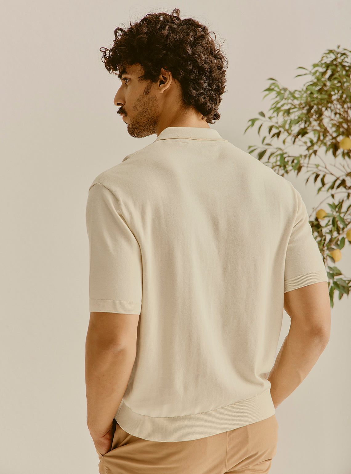 Bodrum Off-White Cotton Knit Polo