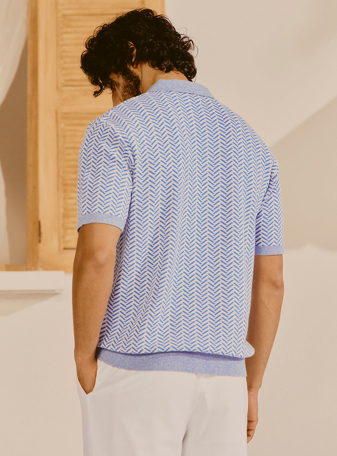 Antalya Blue Cotton Knit Polo