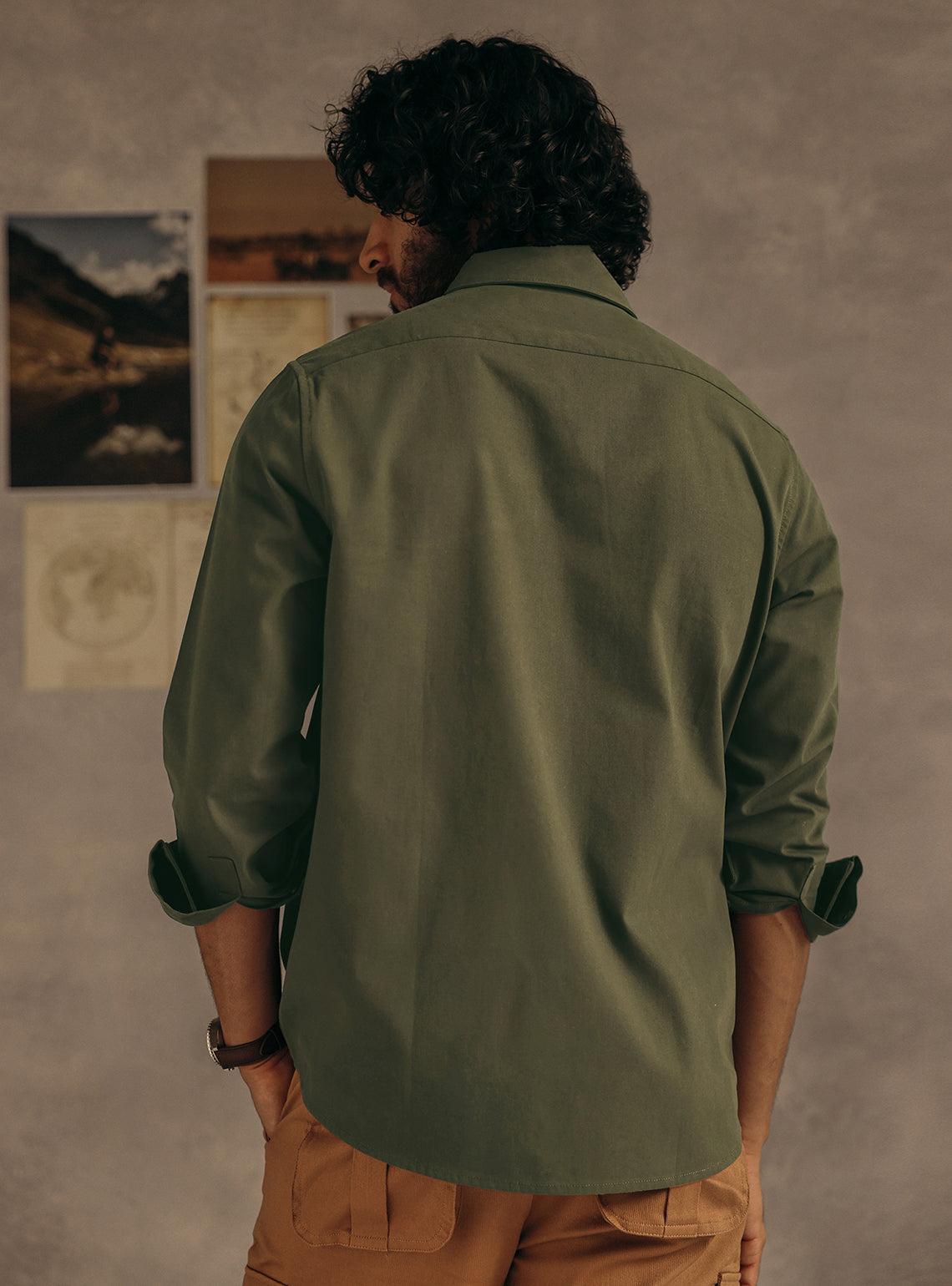 Woodrush Olive Cotton Canvas Shirt