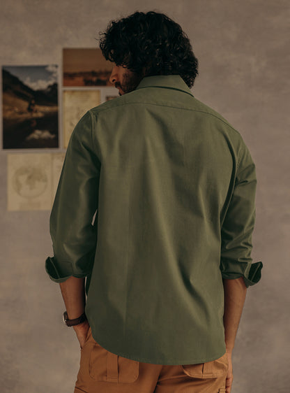 Woodrush Olive Cotton Canvas Shirt