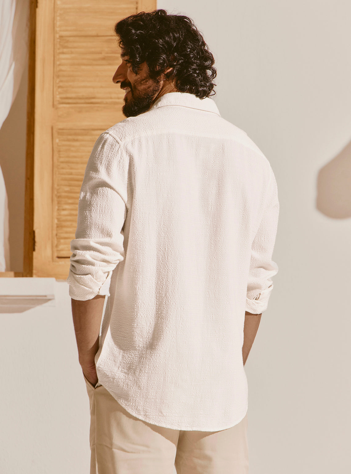 Rhodes Off-White Cotton Viscose Shirt