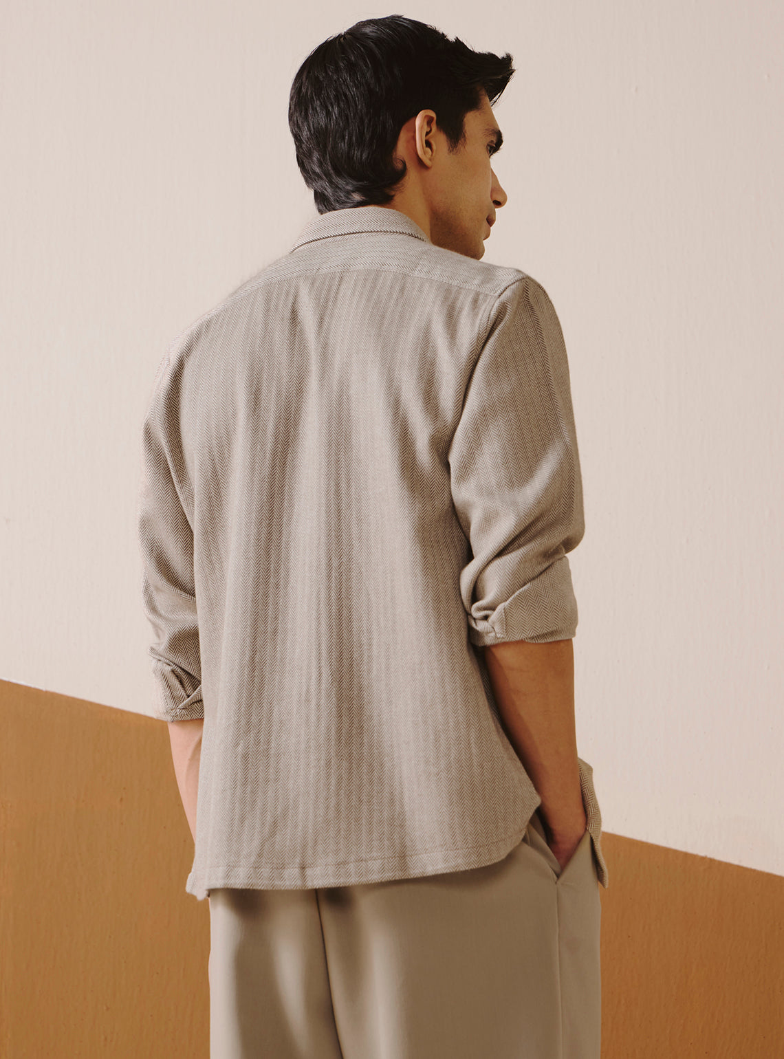 Spice Brown Cotton Melange Overshirt