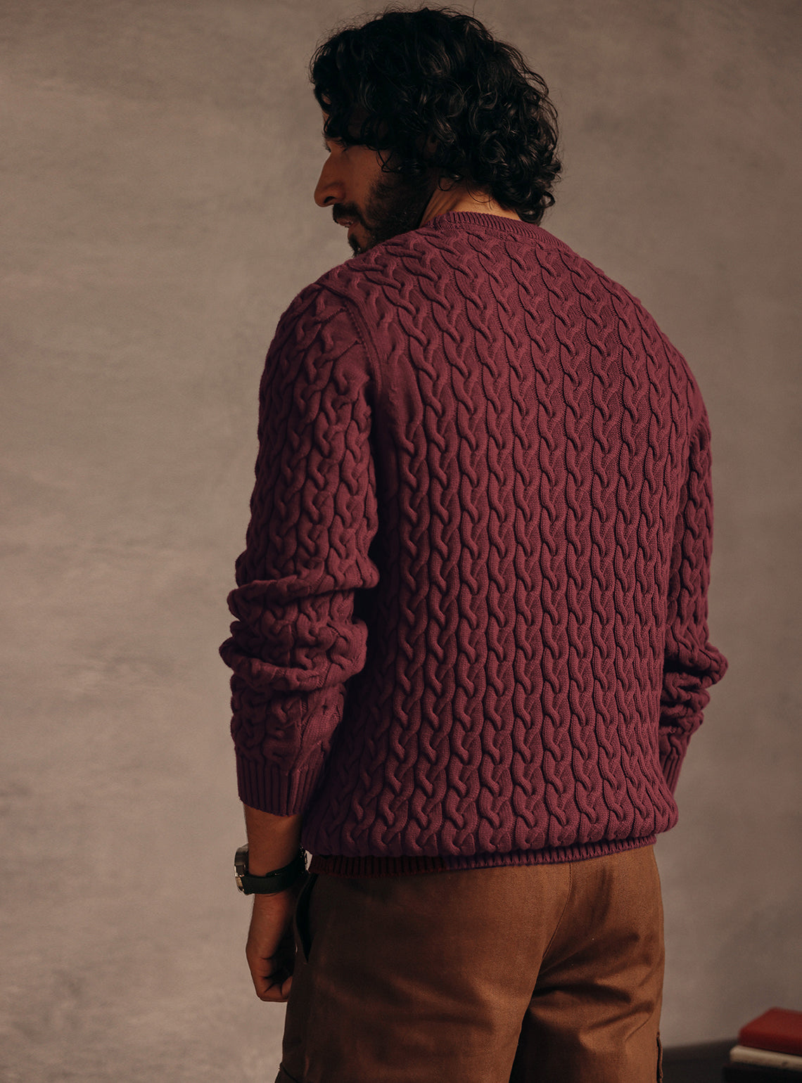 Deep Burgundy Cotton Wool Pullover