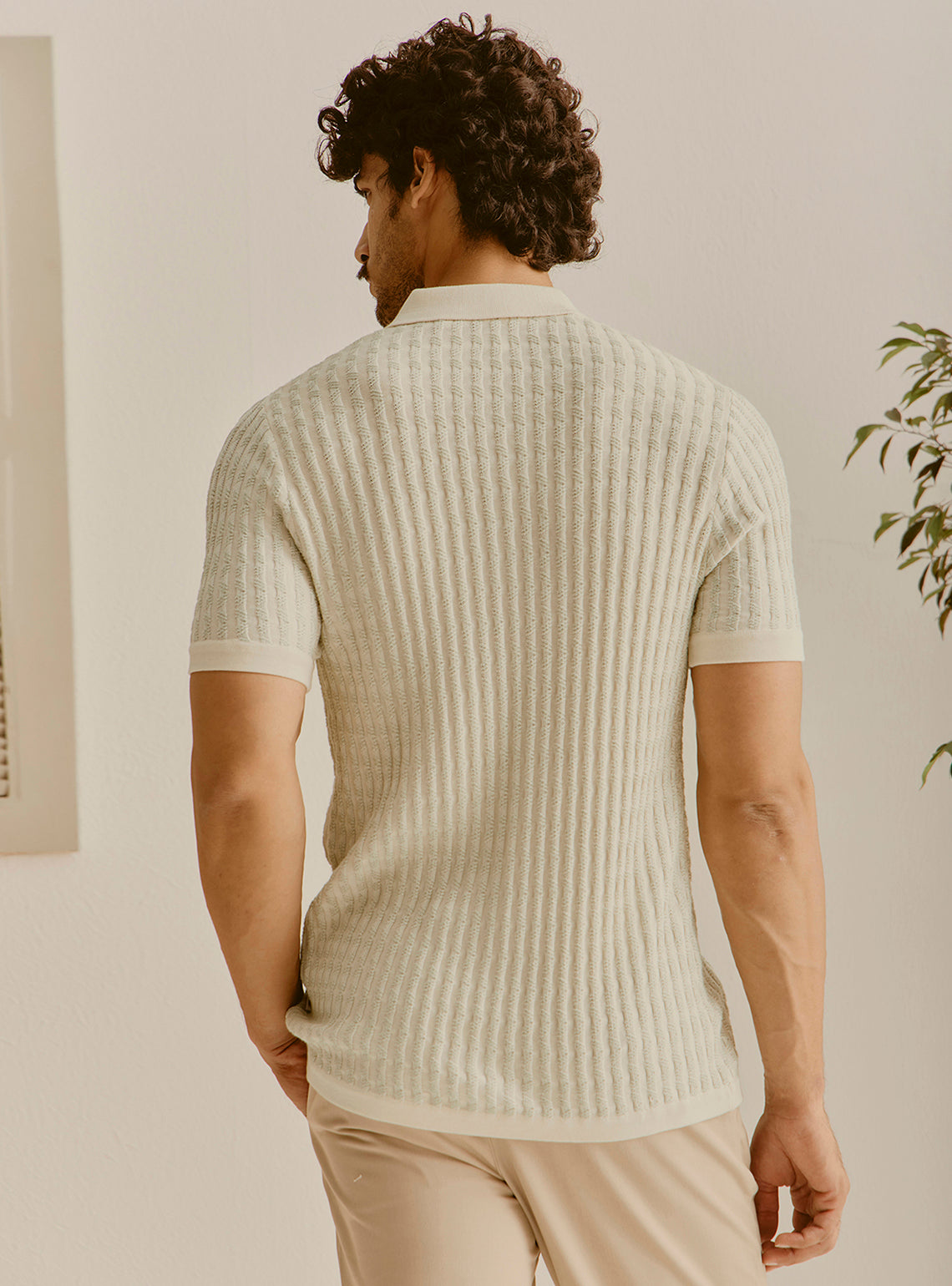 Cannes Off-White Cotton Knit Shirt