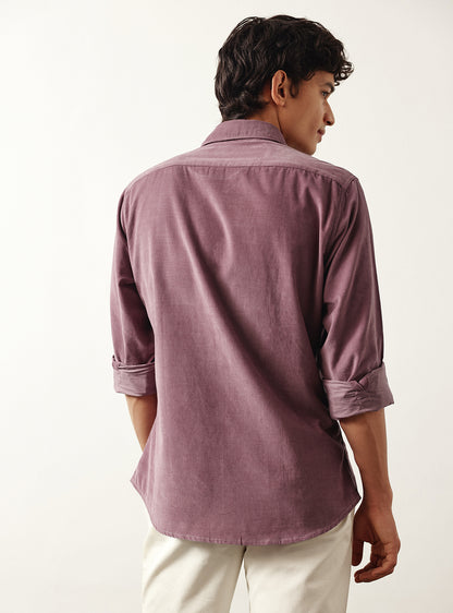 Mauve Pink Cotton Tencel Corduroy Shirt
