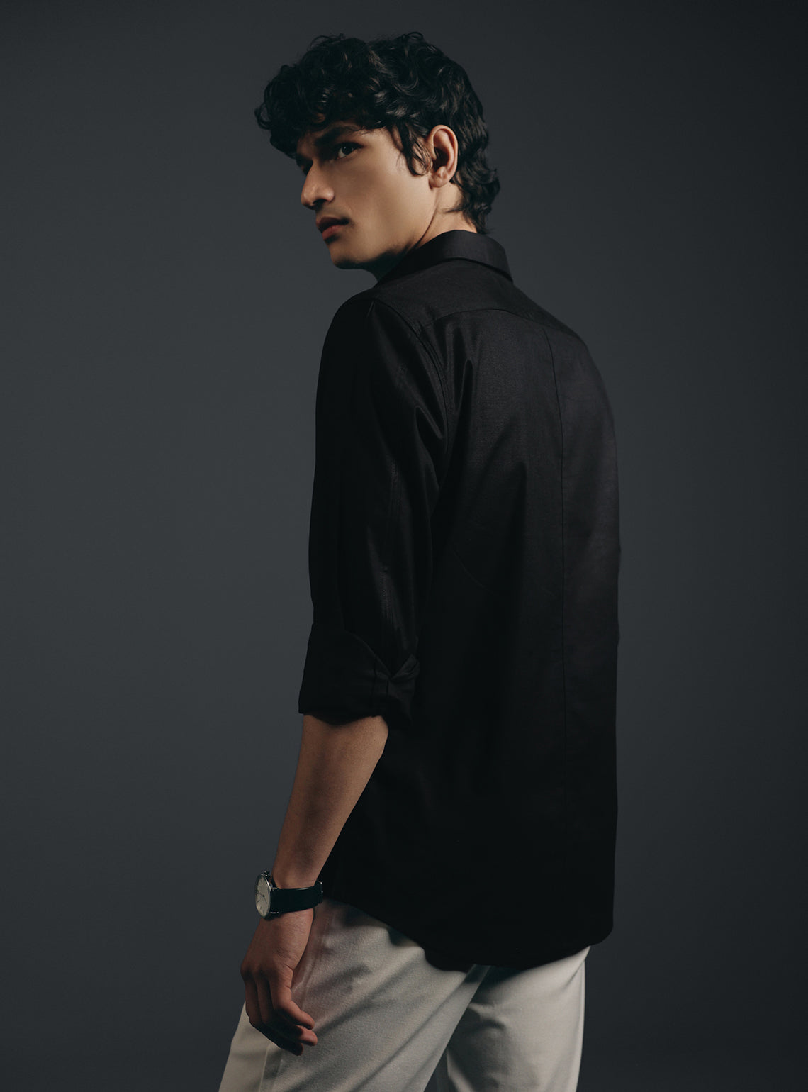 Eclipse Black Cotton Oxford Shirt