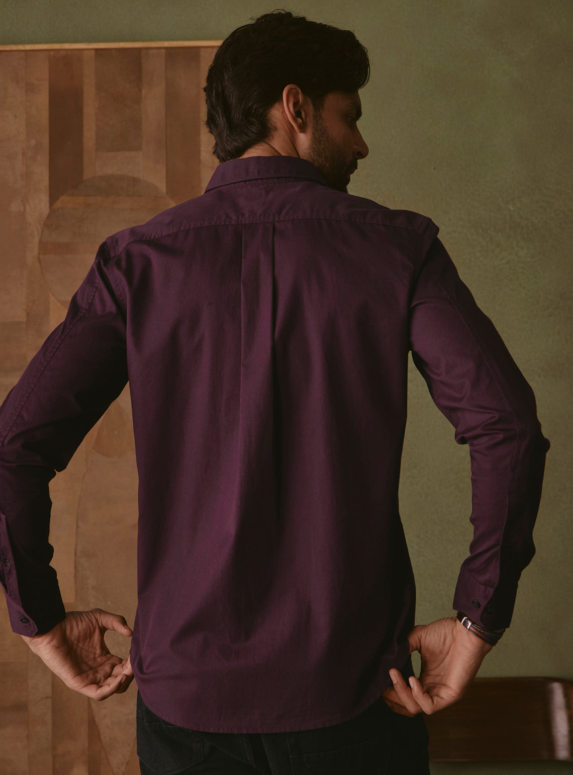 Merlot Burgundy Cotton Twill Shirt