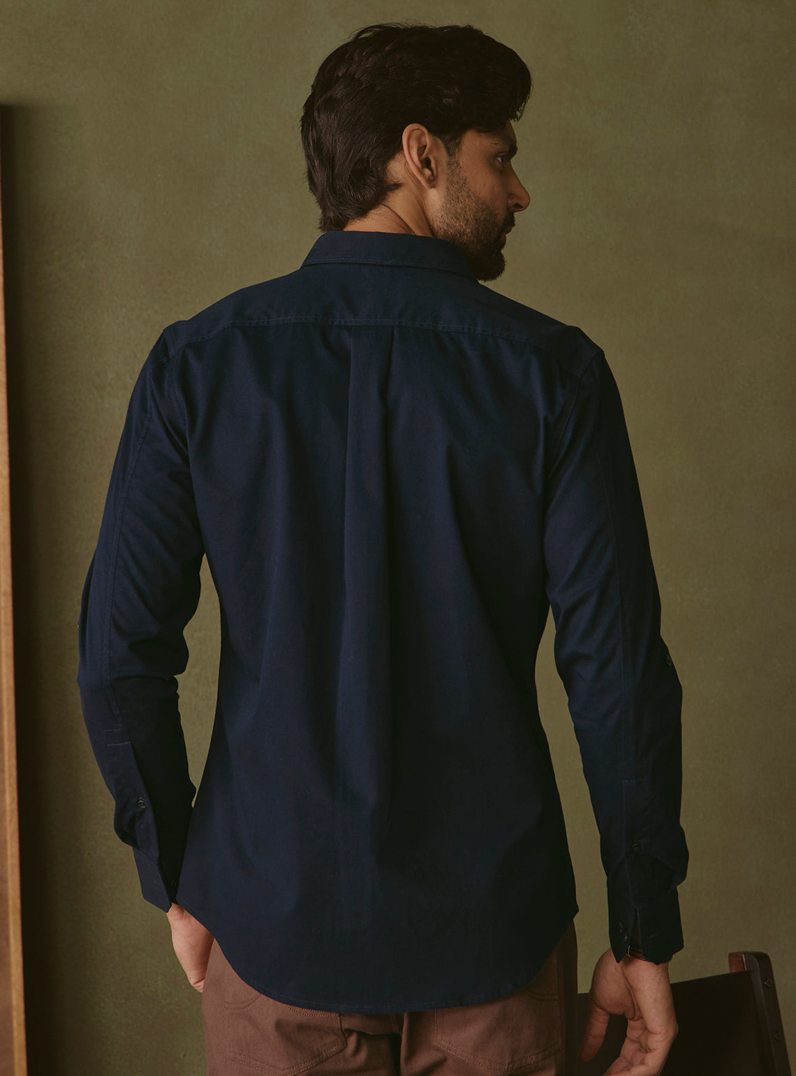 Midnight Navy Cotton Twill Shirt