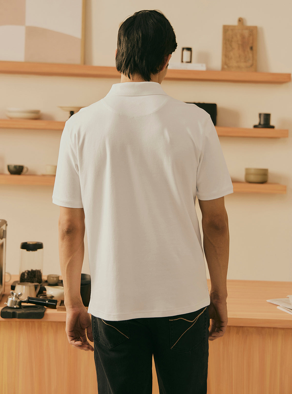 Cream White Supima Cotton Polo