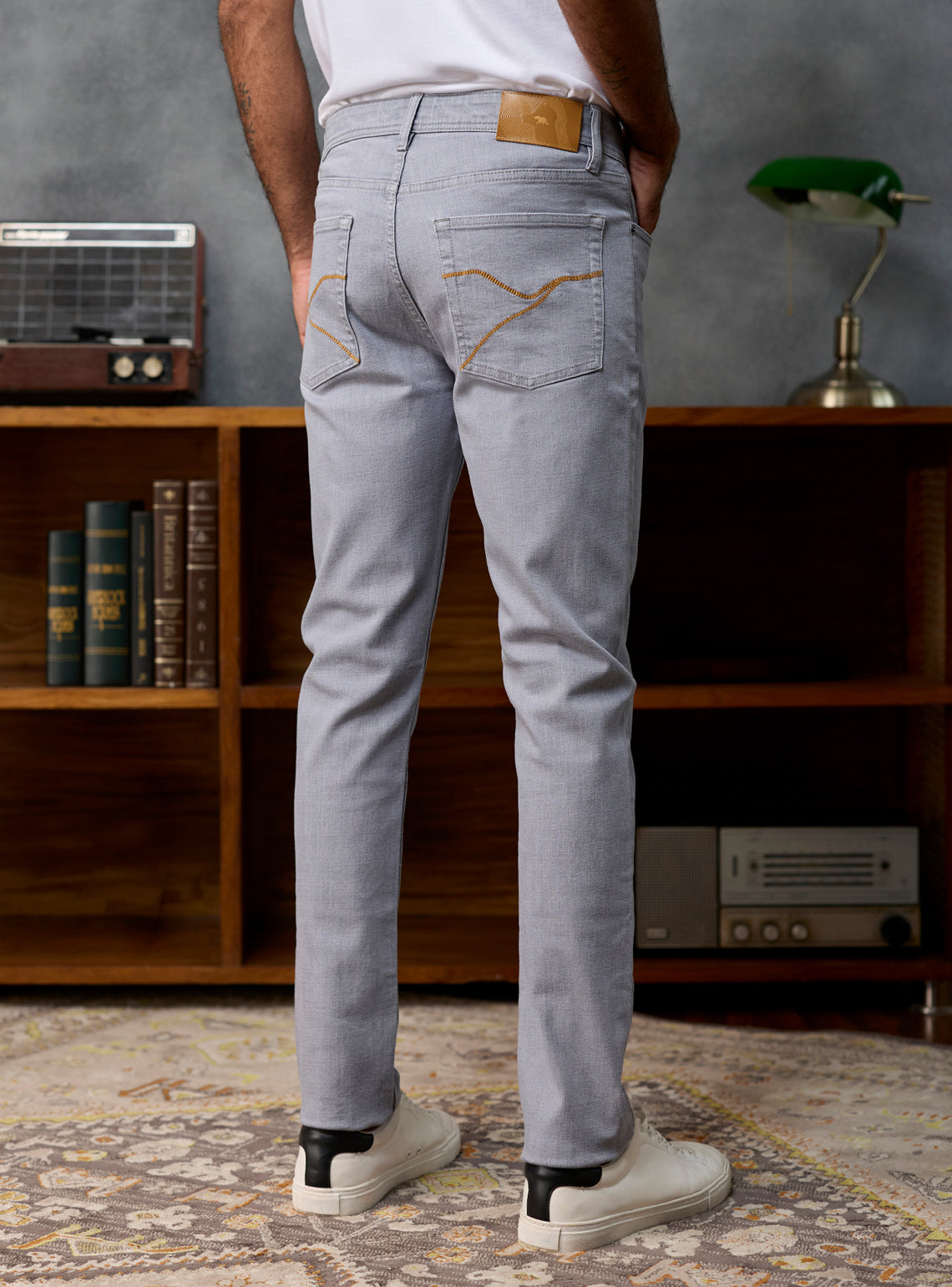 Cloud Grey Cotton Viscose Denim Jeans