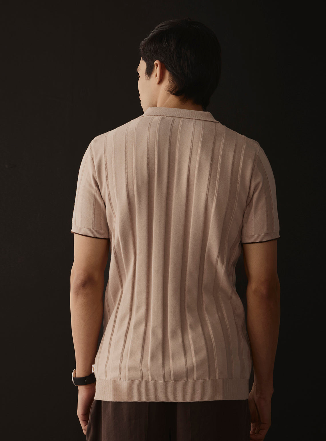 Almond Beige Cotton Knit Polo