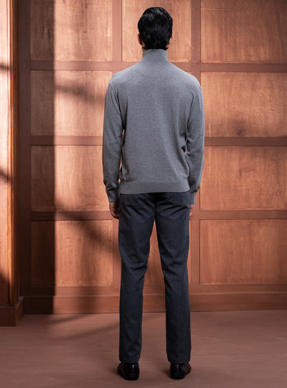 Metal Grey Cotton Melange Pullover