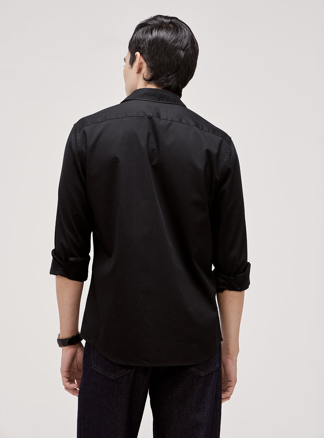 Essential Jet Black Cotton Twill Shirt