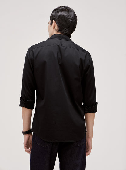Essential Jet Black Cotton Twill Shirt