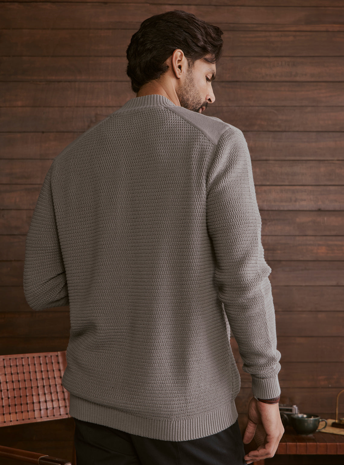 Ash Grey Cotton Textured Bomber