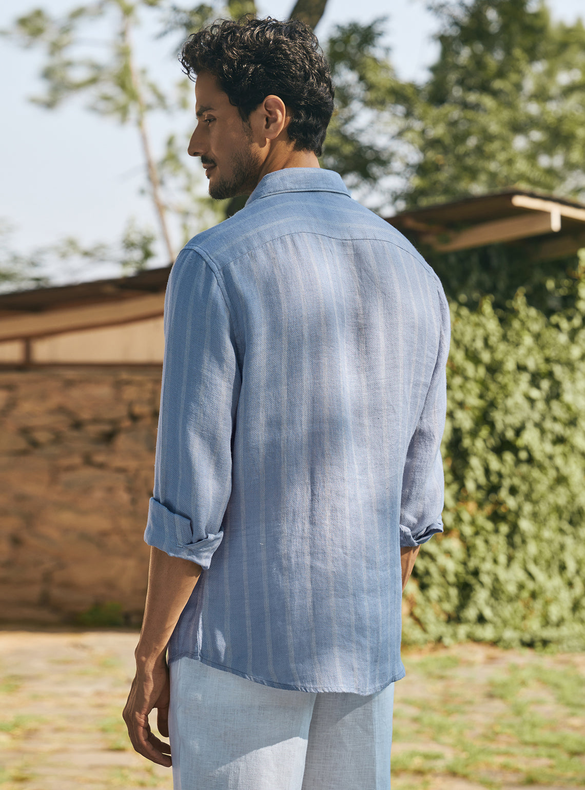 Monolith Grey Stripe Linen Shirt