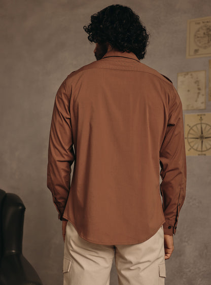 Cape Brown Cotton Blend Shirt