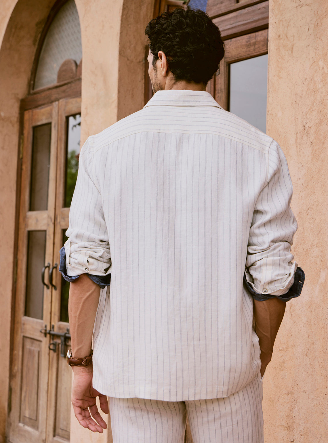 Vanilla Off-White Linen Dobby Jacket